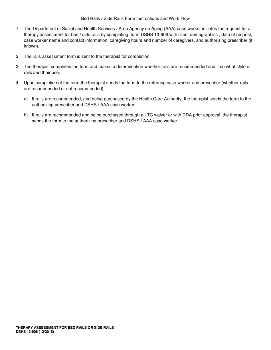 DSHS Form 13-906 Therapy Assessment Bed Rails or Side Rails (Home and Community Services) - Washington, Page 3