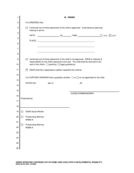 DSHS Form 09-878 Order Approving Continued out-Of-Home Care (Child With a Developmental Disability) - Washington, Page 2