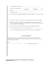 DSHS Form 09-892 Petition for Review of Continued out-Of-Home Care (Child With Disabilities) (Developmental Disabilities Administration) - Washington, Page 2