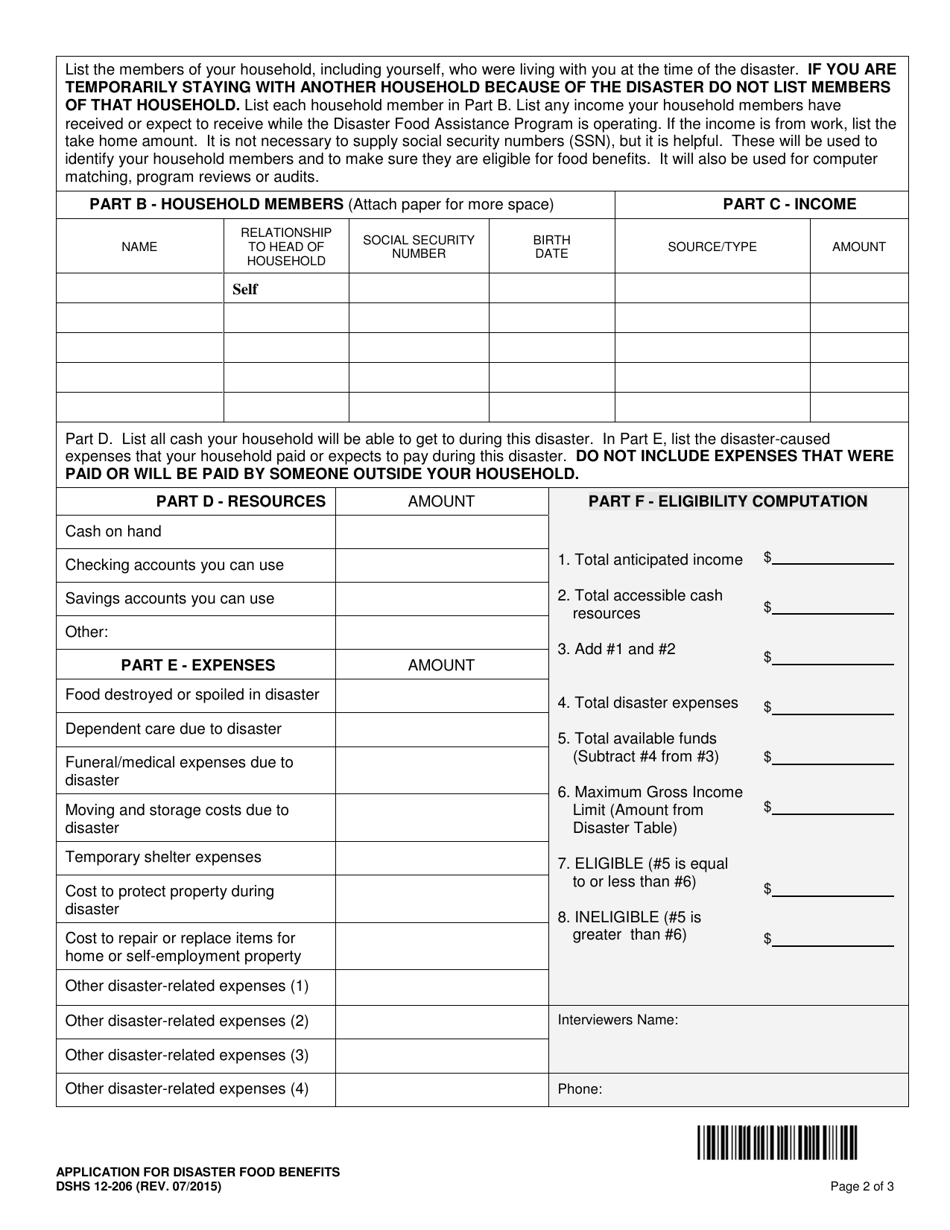 DSHS Form 12-206 - Fill Out, Sign Online and Download Printable PDF ...