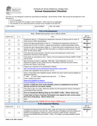 Document preview: DSHS Form 15-331 Annual Assessment Checklist (Developmental Disability Administration) - Washington