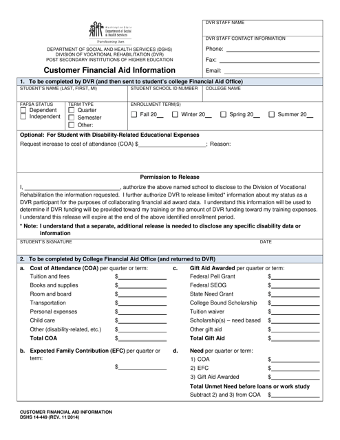 DSHS Form 14-449  Printable Pdf