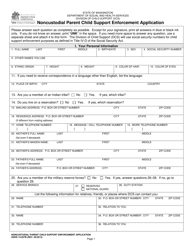 Document preview: DSHS Form 14-057B Noncustodial Parent Child Support Enforcement Application - Washington