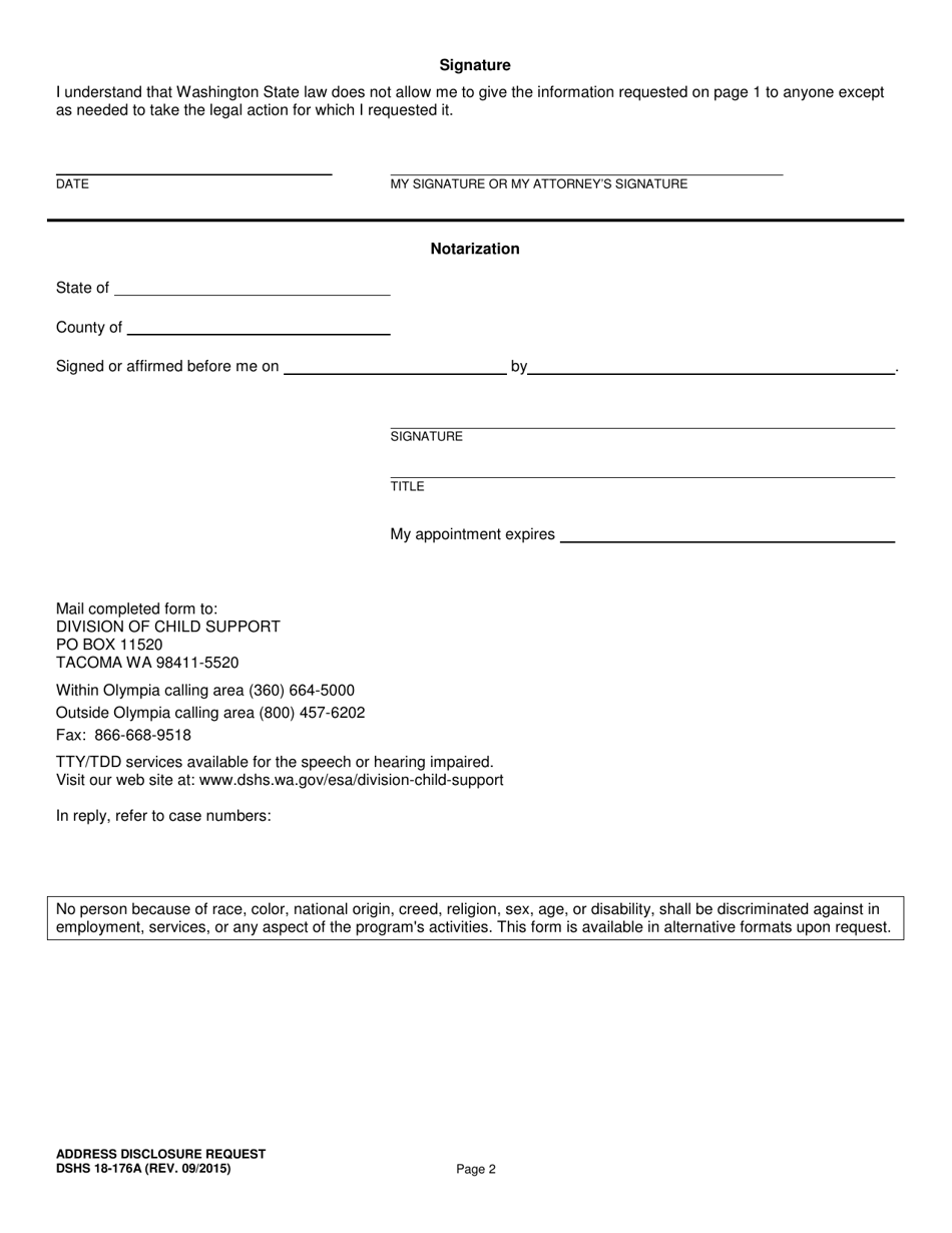 DSHS Form 18-176A - Fill Out, Sign Online and Download Printable PDF ...