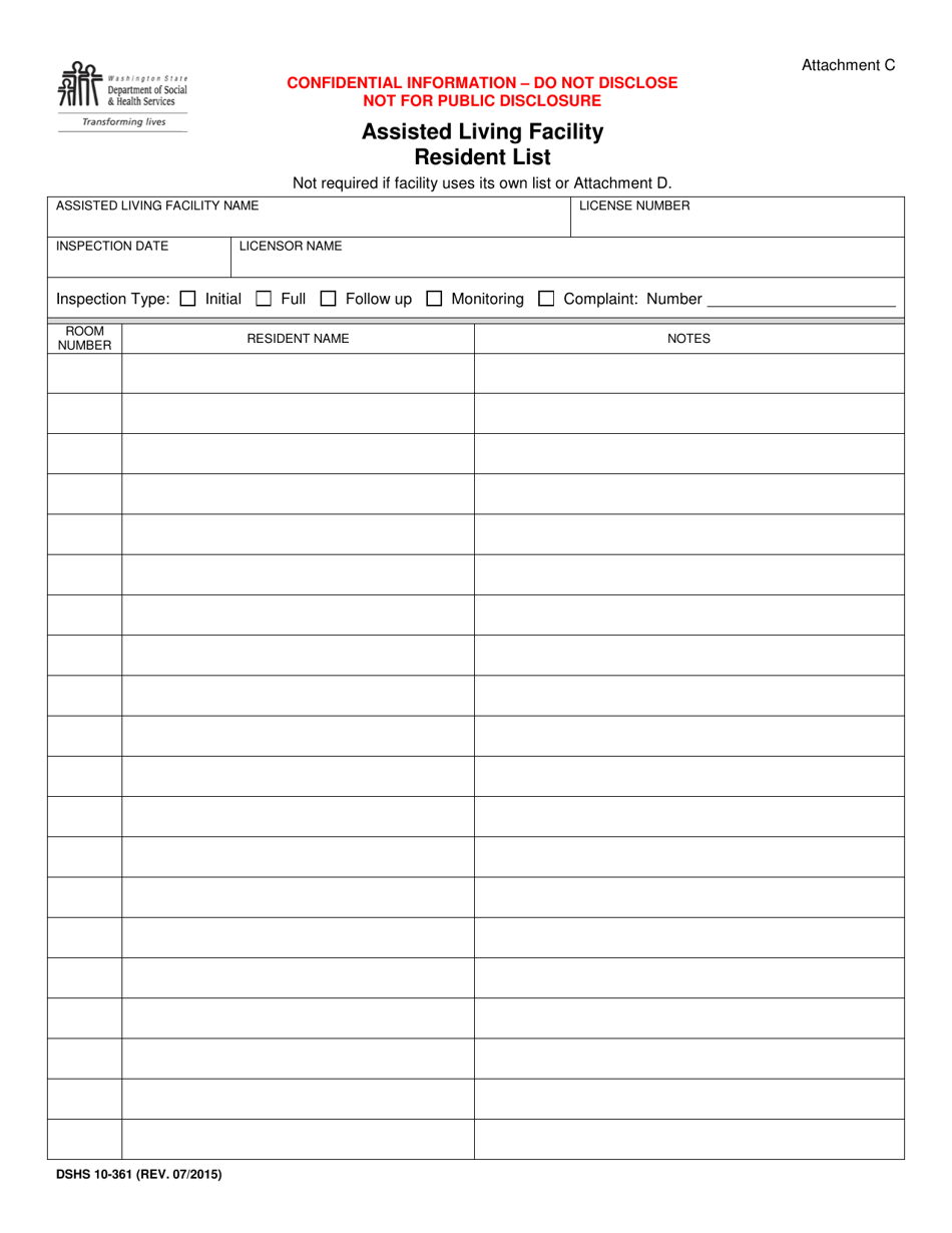 DSHS Form 10361 Attachment C Fill Out, Sign Online and Download