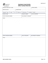 Document preview: DSHS Form 10-366 Attachment H Assisted Living Facility Other Contact Interview - Washington
