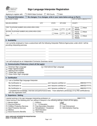 Document preview: DSHS Form 17-155 Sign Language Interpreter Registration - Washington