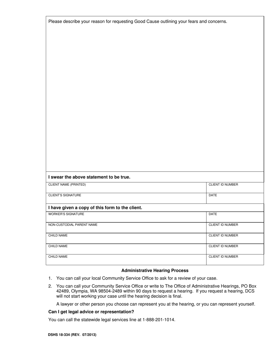DSHS Form 18-334 Your Options for Child Support Collection While Receiving Temporary Assistance for Needy Families (TANF) - Washington, Page 2