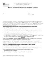 DSHS Form 18-681 Request for Collection of Uninsured Health Care Expenses - Washington