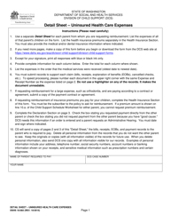DSHS Form 18-682 Detail Sheet - Uninsured Health Care Expenses - Washington