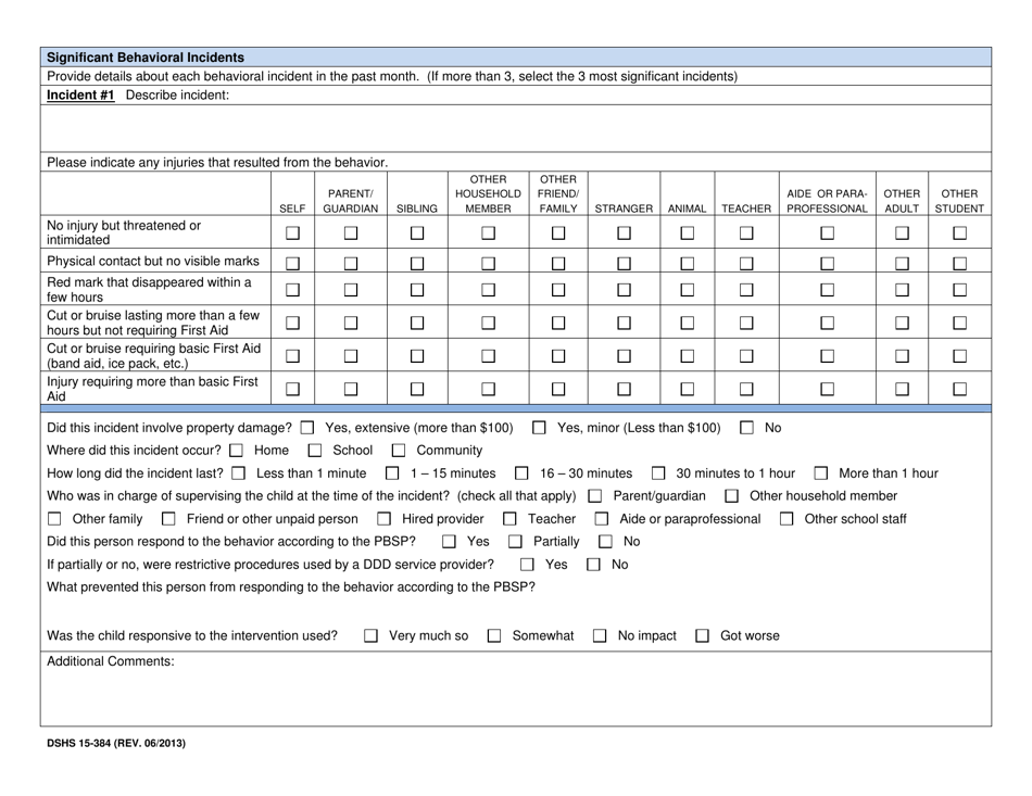 DSHS Form 15-384 Provider Progress Report of Behavior Management and Consultation and Staff / Family Training and Consultation Services (Dda) - Washington, Page 5
