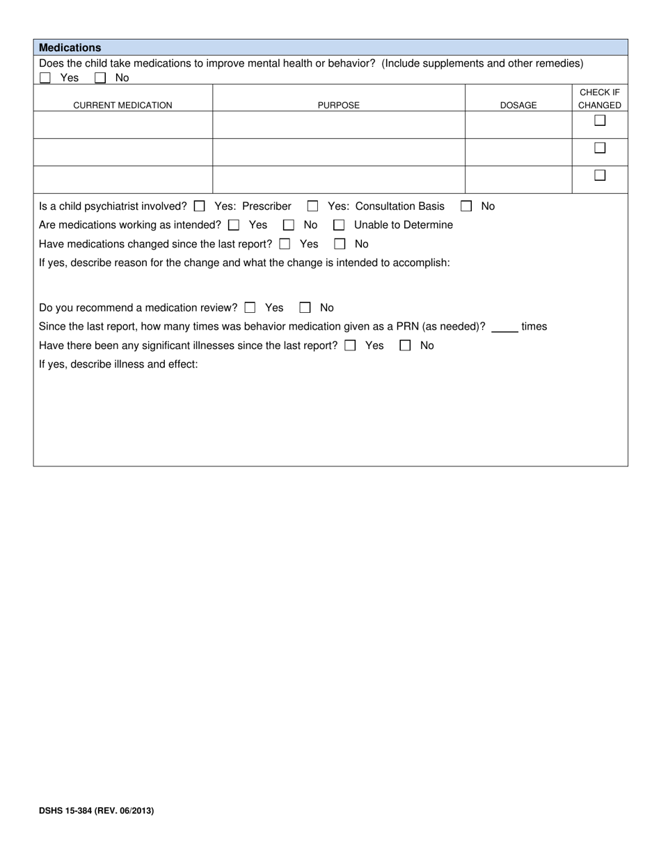 DSHS Form 15-384 Provider Progress Report of Behavior Management and Consultation and Staff / Family Training and Consultation Services (Dda) - Washington, Page 9