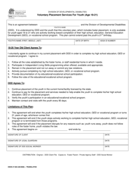 Document preview: DSHS Form 27-063 Voluntary Placement Services for Youth (Age 18-21) - Washington