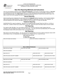 DSHS Form 18-463 New Hire Reporting Methods and Instructions - Washington