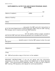 Document preview: Form DSS-EA-307 Supplemental Nutrition Assistance Program (Snap) Exit Form - South Dakota