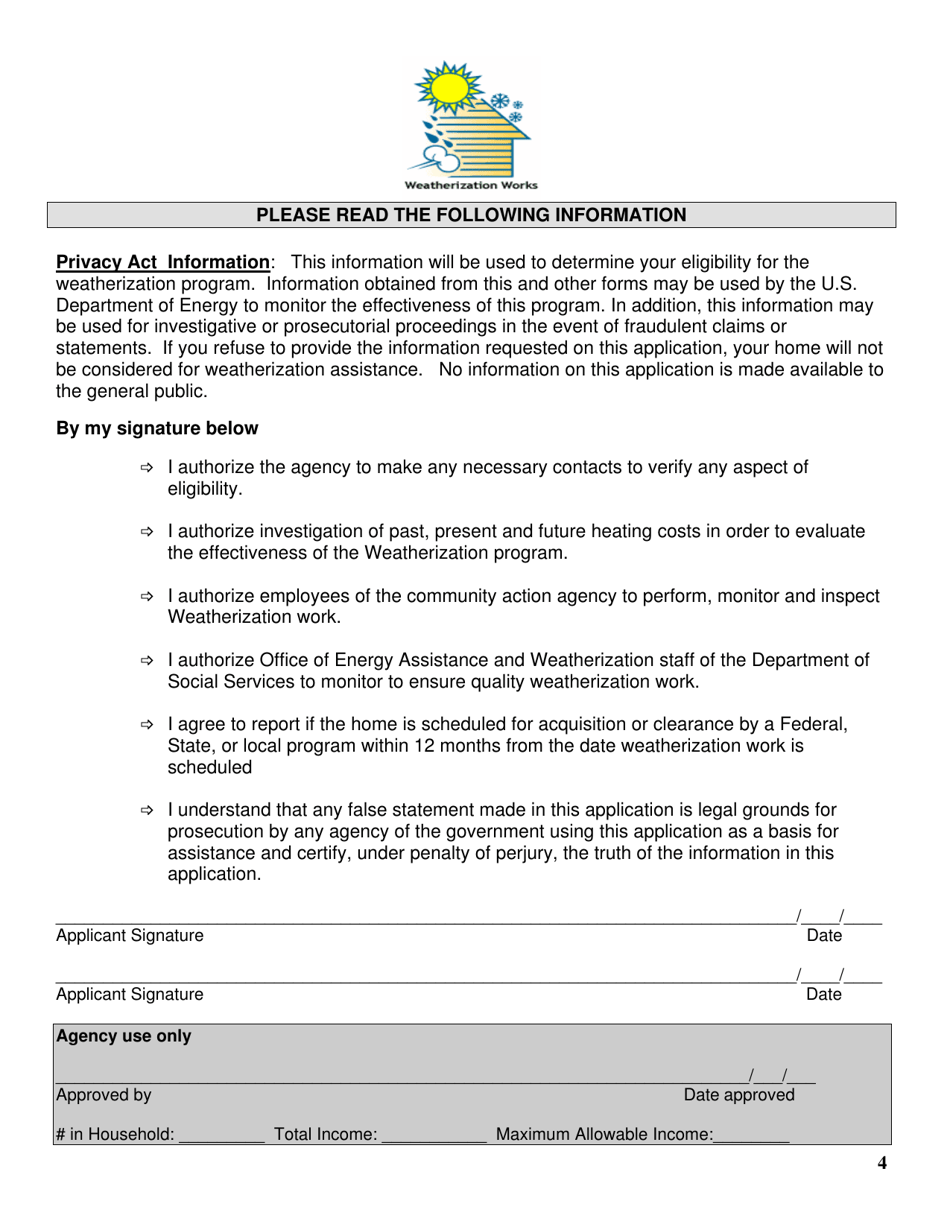 South Dakota Weatherization Assistance Application - South Dakota, Page 4