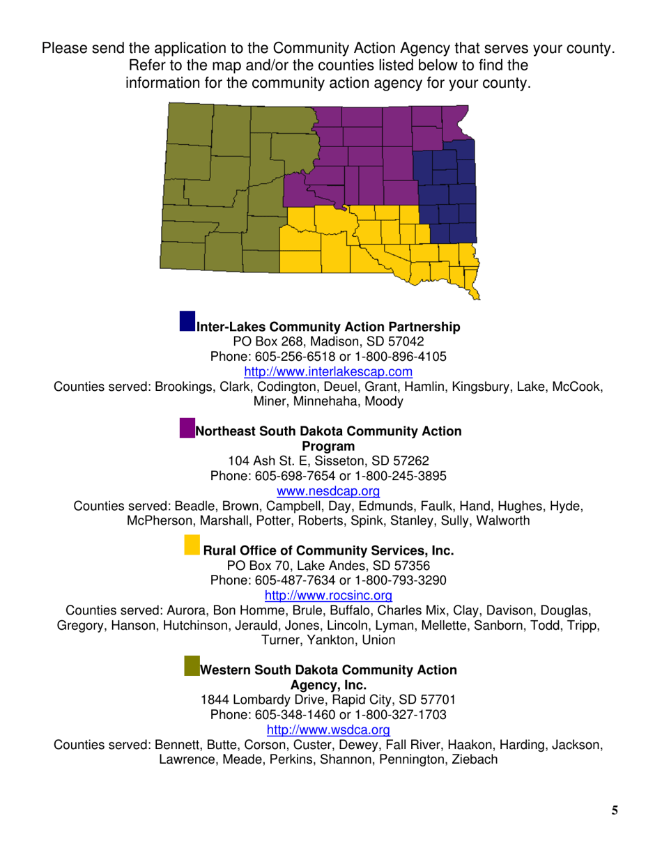 South Dakota Weatherization Assistance Application - South Dakota, Page 5