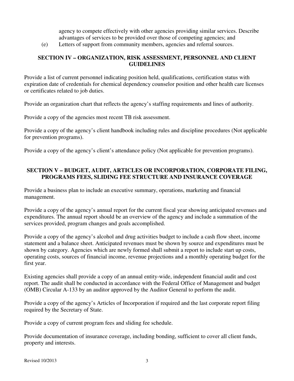 Substance Abuse Accreditation Application - South Dakota, Page 3