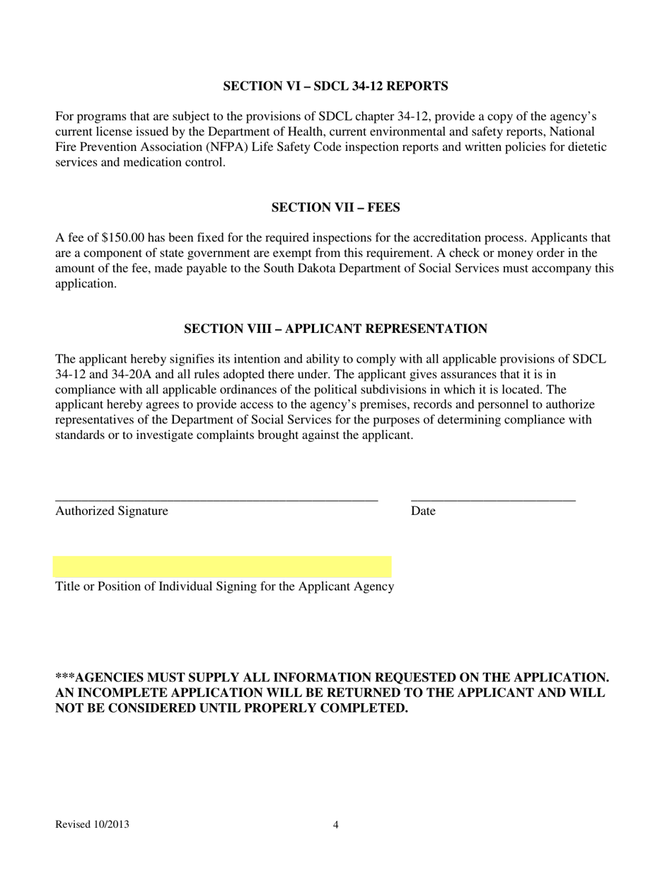 Substance Abuse Accreditation Application - South Dakota, Page 4