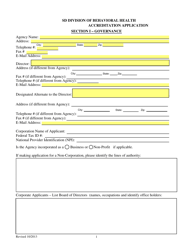 Document preview: Substance Abuse Accreditation Application - South Dakota