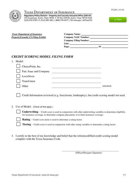 Form PC361  Printable Pdf