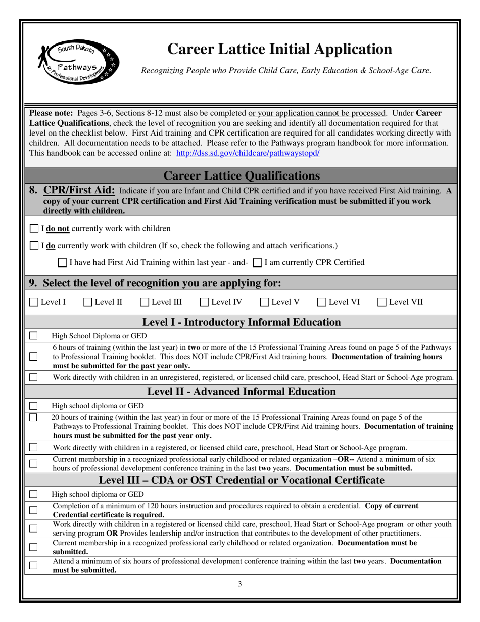 Career Lattice Initial Application - South Dakota, Page 3
