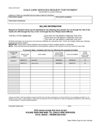 Document preview: Form DSS-CC-970 Child Care Services Request for Payment - South Dakota