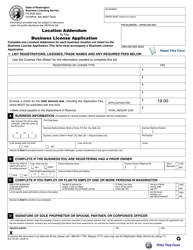 Document preview: Form BLS-700-029 Location Addendum to the Business License Application - Washington