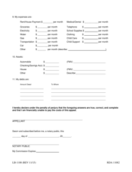 Form LB-1108 Affidavit of Indigency - Tennessee, Page 2