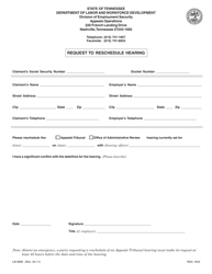 Document preview: Form LB-0896 Request to Reschedule Hearing - Tennessee