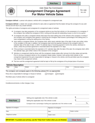 Document preview: Form TC-120 Consignment Charges Agreement for Motor Vehicle Sales - Utah