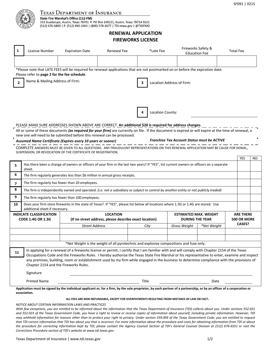 Form SF091 Fill Out, Sign Online and Download Printable PDF, Texas