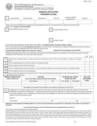 Form SF091 Renewal Application - Fireworks License - Texas
