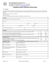 Form SF246 Training School Approval Application - Texas