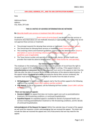 Document preview: Sample Form SN011 Notice of Adverse Determination - Wc Network - Texas
