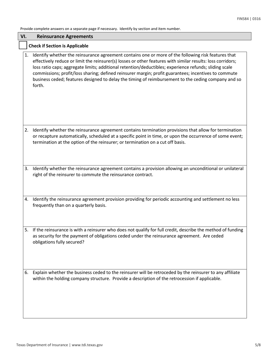 Form FIN584 (D) Prior Notice of a Transaction - Texas, Page 5