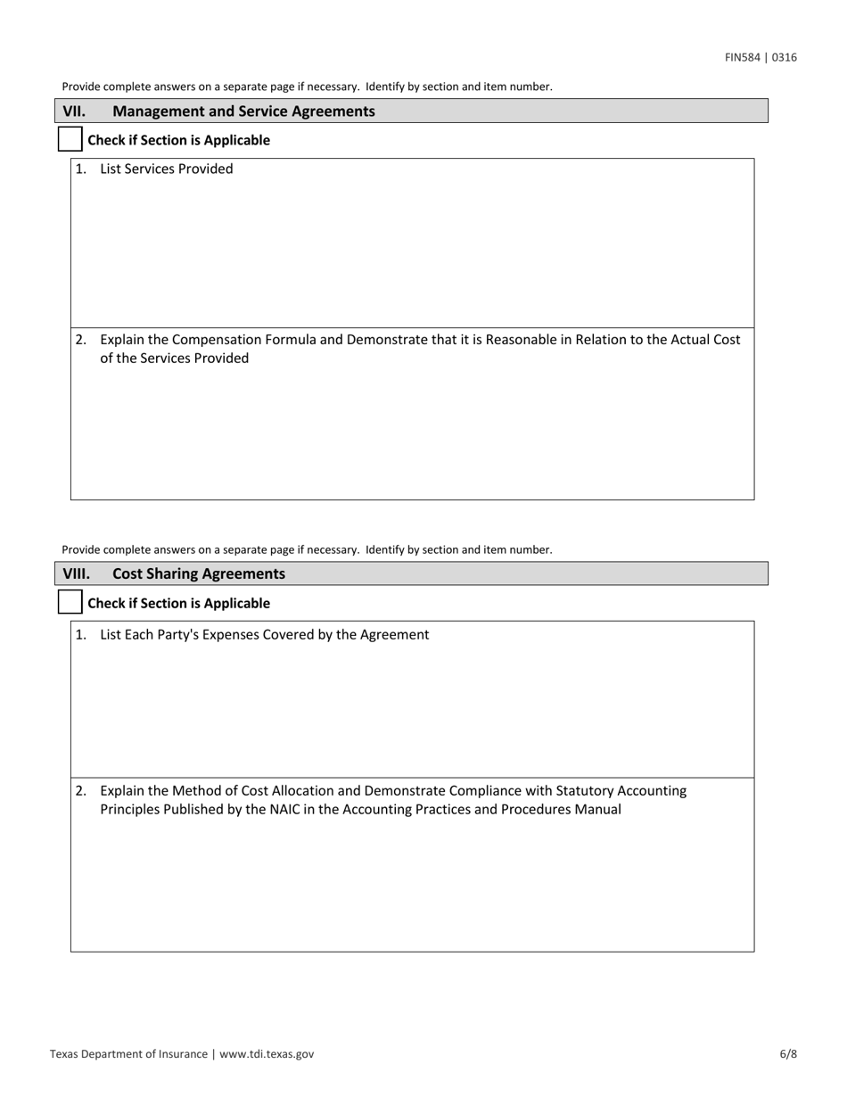 Form FIN584 (D) Prior Notice of a Transaction - Texas, Page 6