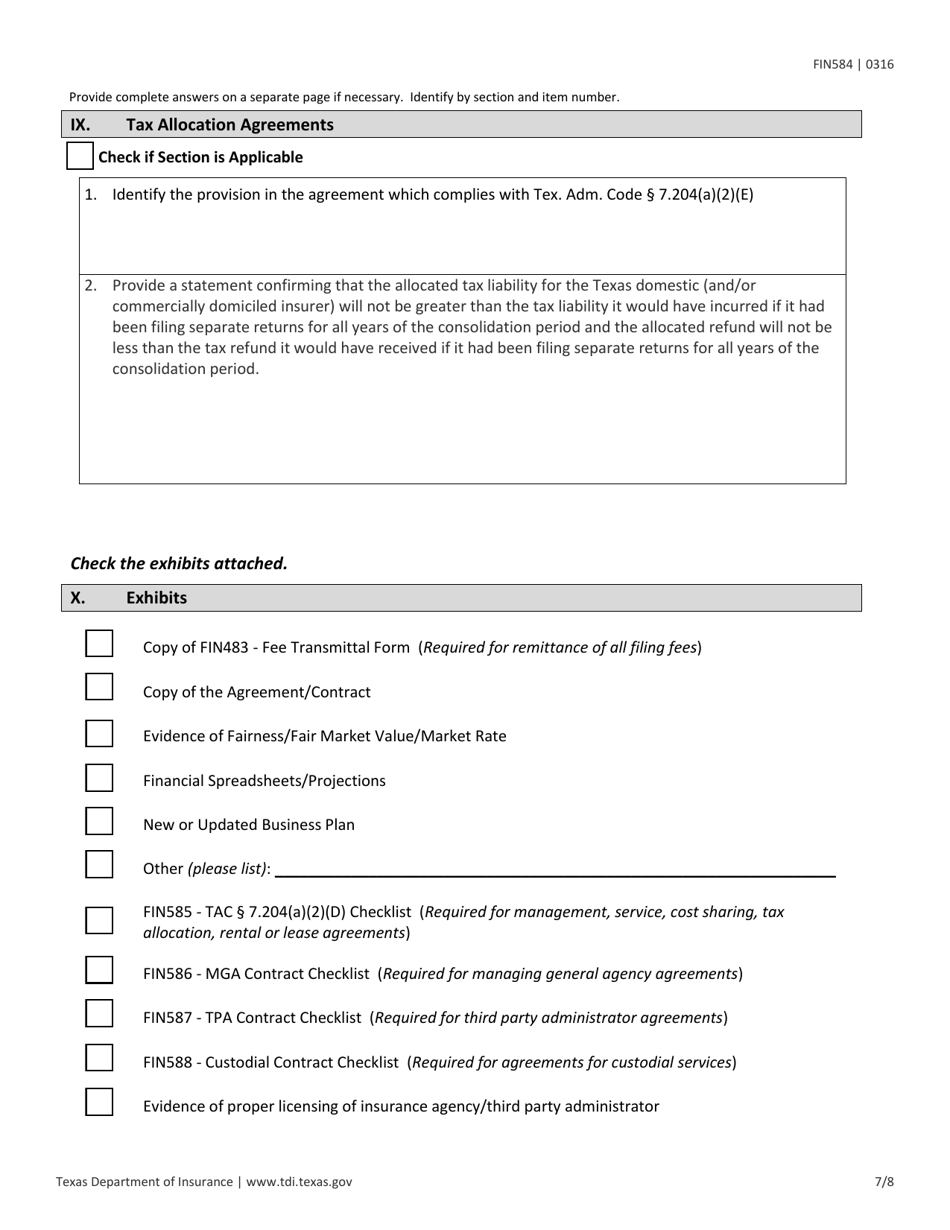 Form FIN584 (D) Prior Notice of a Transaction - Texas, Page 7