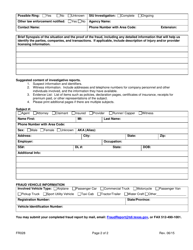 Form FR028 Suspected Insurance Fraud Report - Texas, Page 2