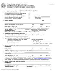 Form LHL005 Utilization Review Agent Application - Texas