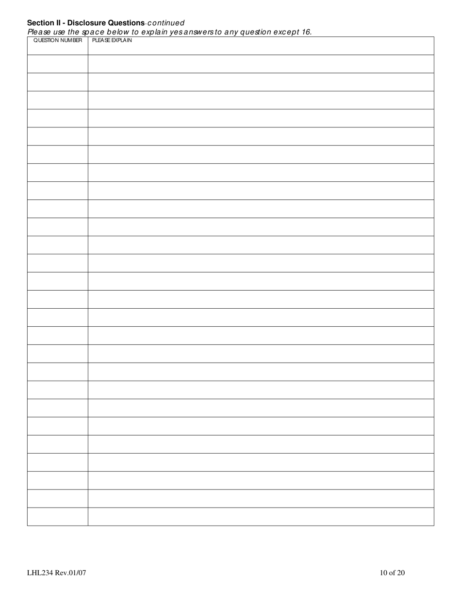 Form LHL234 Texas Standardized Credentialing Application - Texas, Page 10