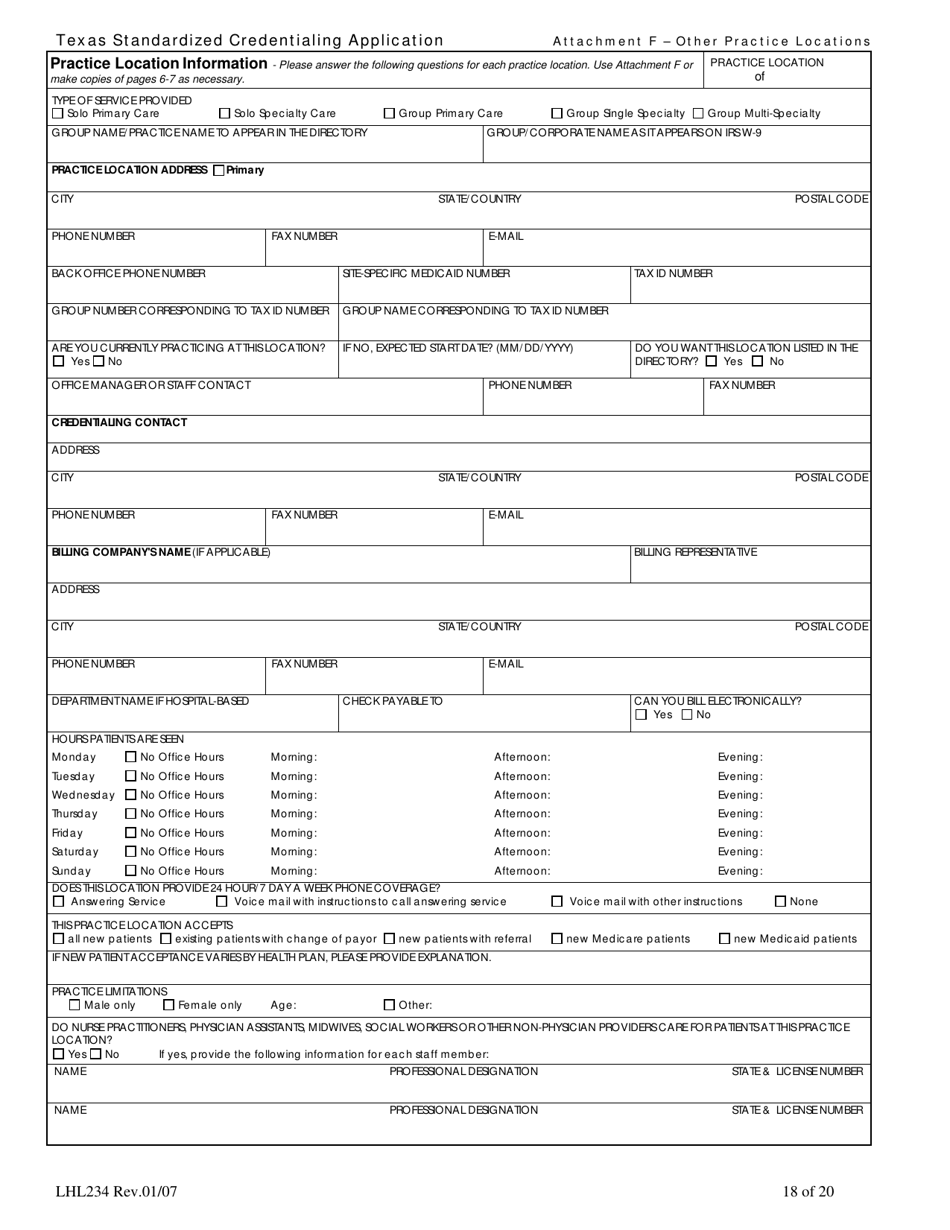 Form LHL234 - Fill Out, Sign Online and Download Fillable PDF, Texas ...