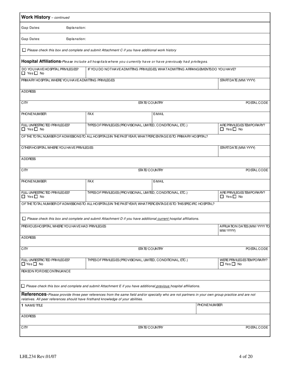 Form LHL234 Texas Standardized Credentialing Application - Texas, Page 4