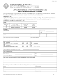 Document preview: Form SF044 Application for Class B Fireworks (Fireworks 1.3g) Singular or Multiple Display Permit - Texas