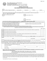 Form SF088 Renewal Application - Fire Sprinkler Certificate of Registration - Texas
