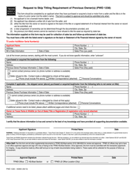 Document preview: Form PWD1238 Request to Skip Titling Requirement of Previous Owner(S) - Texas
