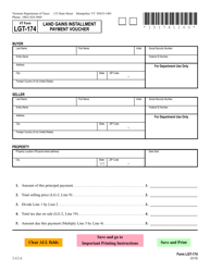 Document preview: VT Form LGT-174 Land Gains Installment Payment Voucher - Vermont