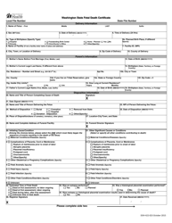 DOH Form 422-023 Washington State Fetal Death Certificate - Washington