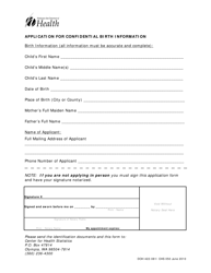 DOH Form 422-081 Application for Confidential Birth Information - Washington, Page 2