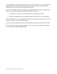 Form F242-055-000 Verification of School Enrollment - Washington, Page 2